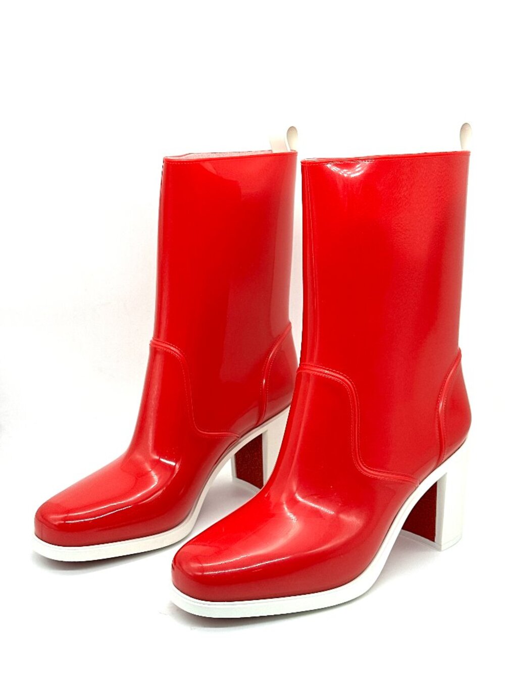 Christian Louboutin LOUBIRAIN 70 PVC Rubber Rain Rainboots Block Heel Boots - Picture 5 of 14